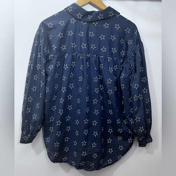 Navy Star Print Button-Up Shirt - Picture 3 of 6